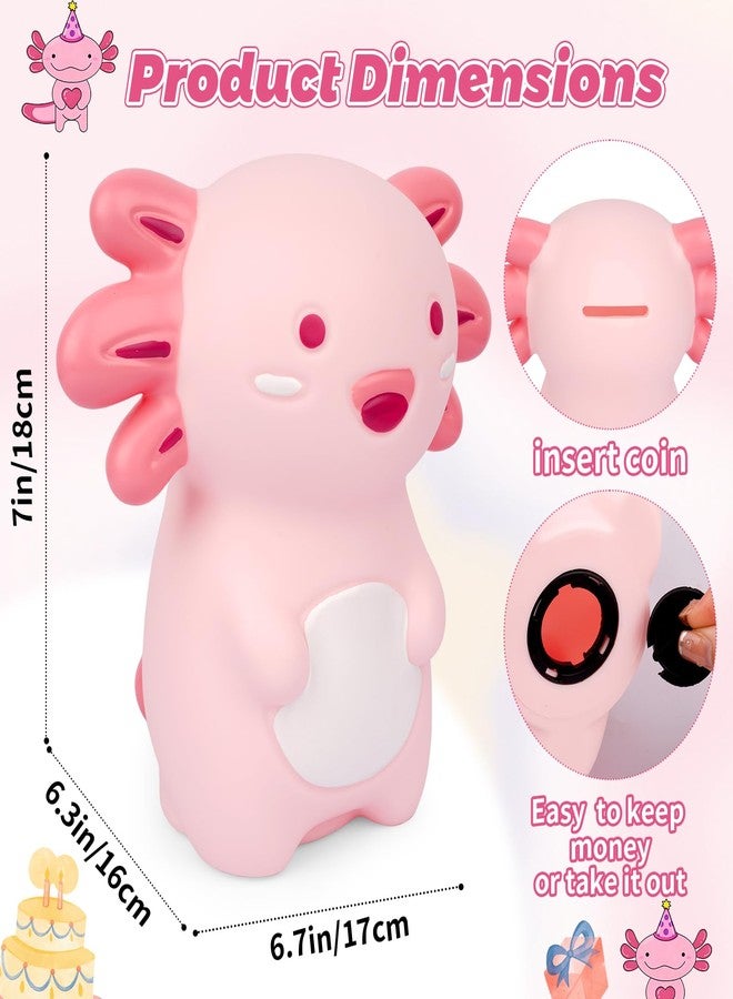 JIZWPOOM Axolotl Piggy Bank,Cute Coin Bank with Hat Stickers and Rhinestone,Unbreakable Plastic Money Bank,Piggy Bank Toy for Kids Adults Boys Girl Great Birthday Gifts - Image 2